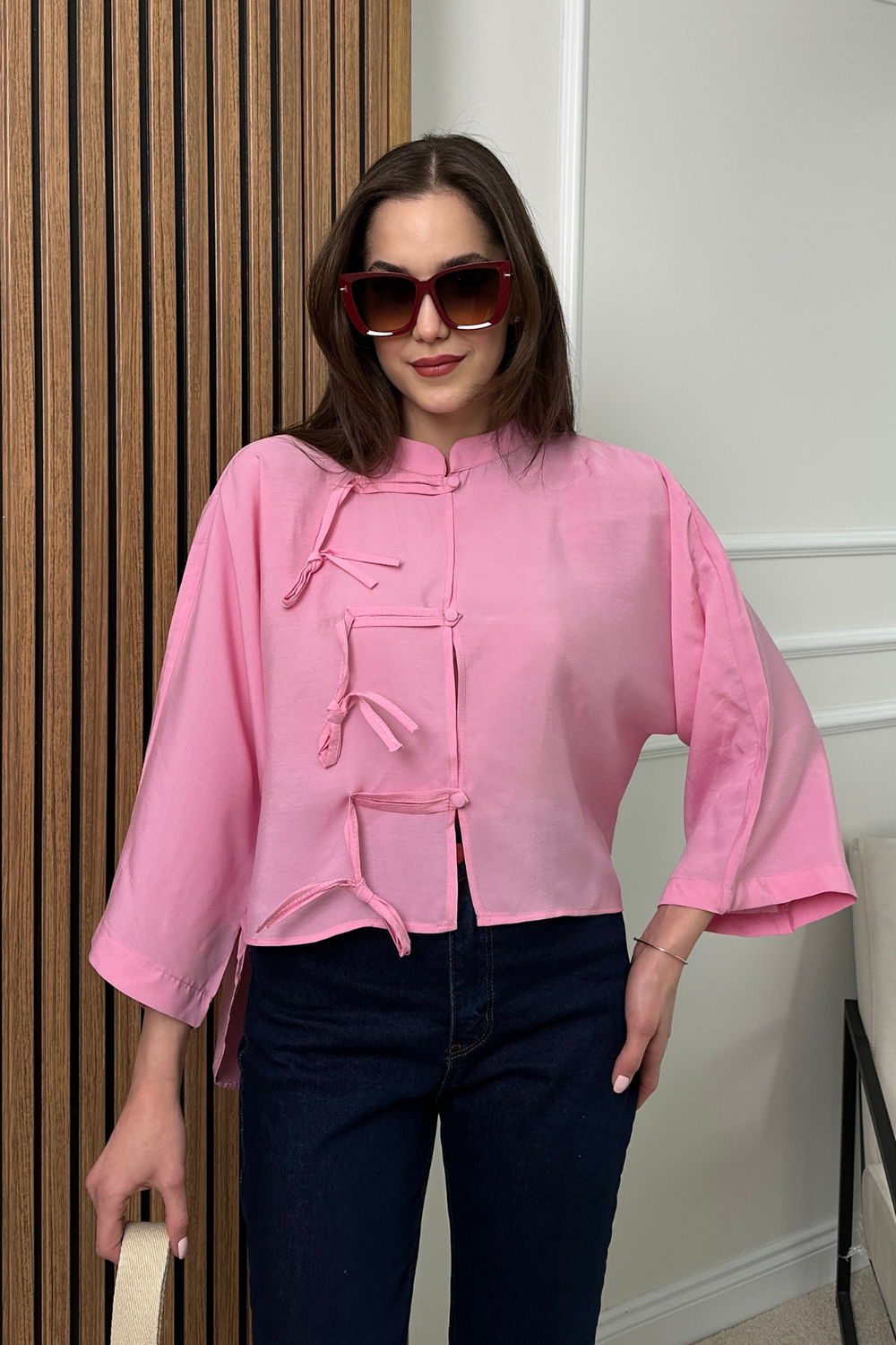 Fiyonk Detaylı Gömlek - PEMBE