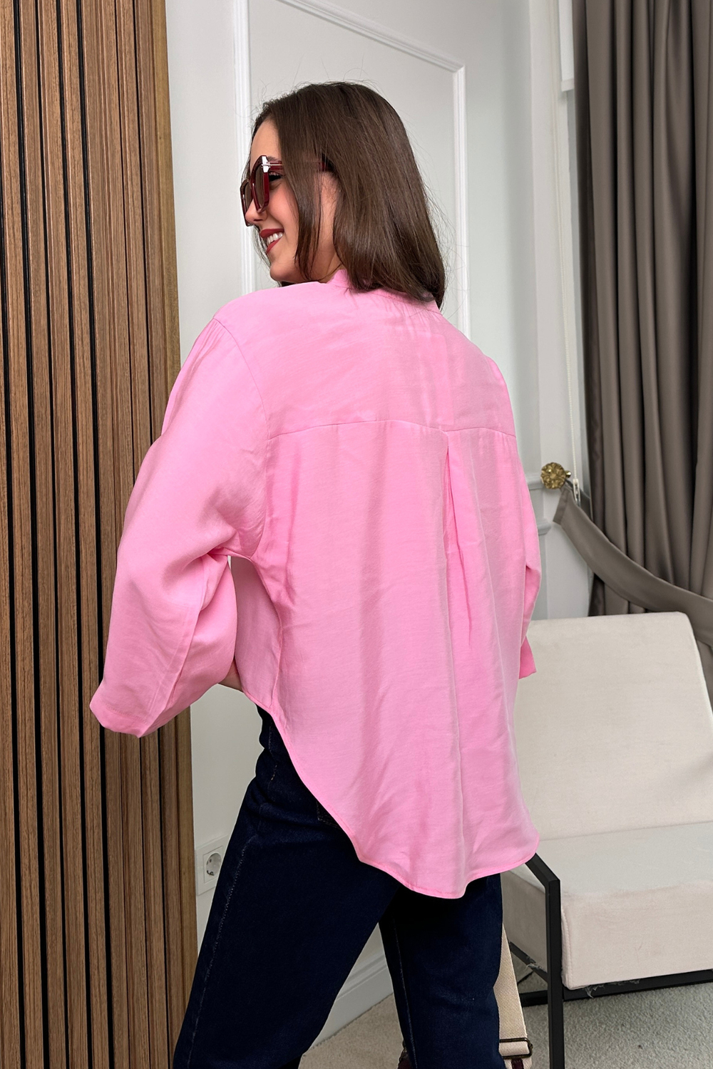 Fiyonk Detaylı Gömlek - PEMBE