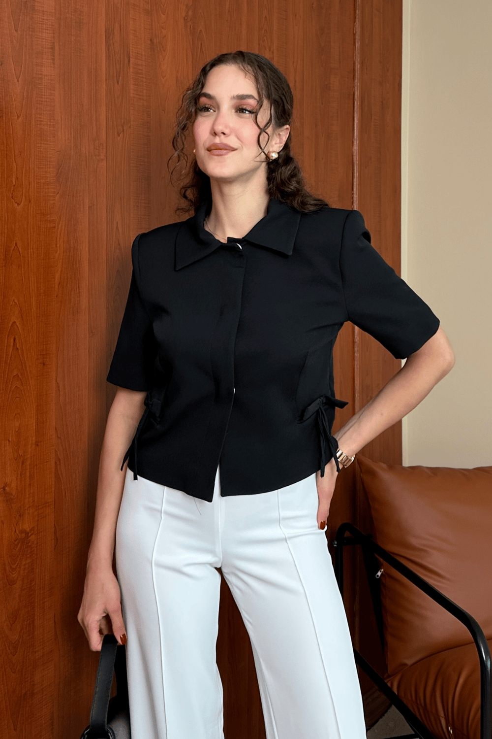 Fiyonk Detaylı Ceket - SİYAH