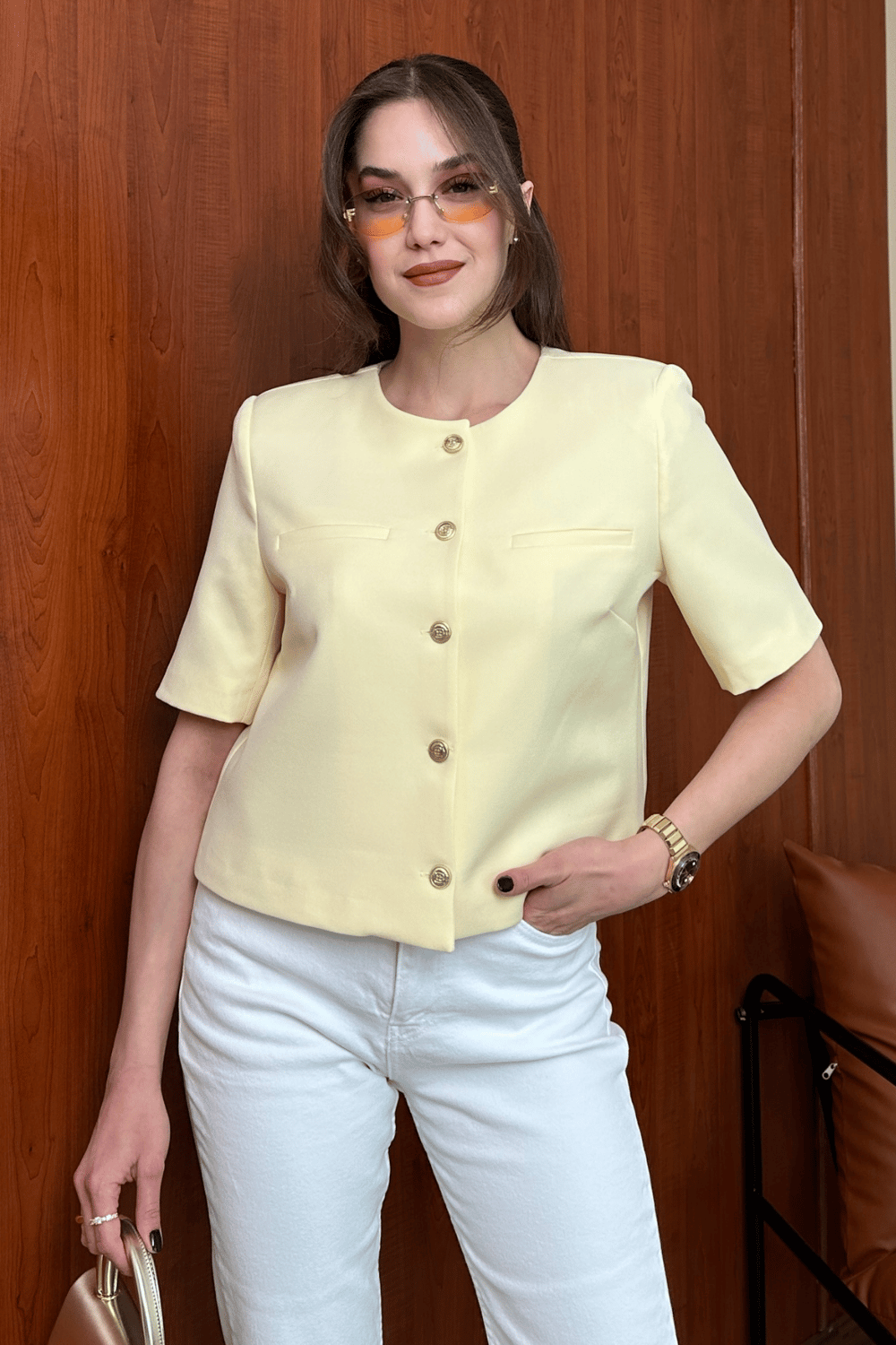 Gold Düğmeli Ceket - SARI