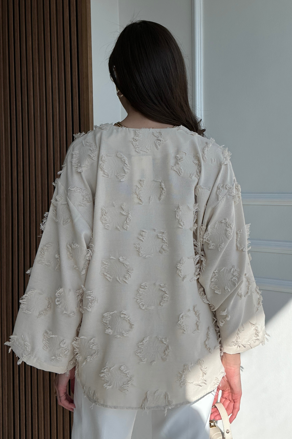 Dokulu Kimono - KREM