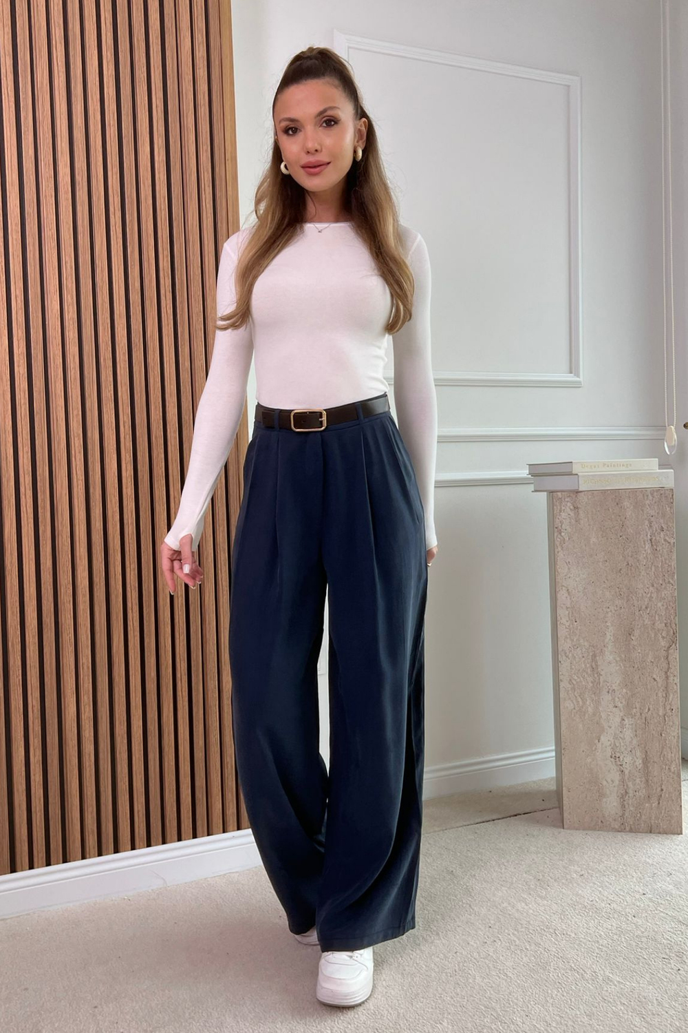 Kemerli Modal Pantolon - LACİVERT
