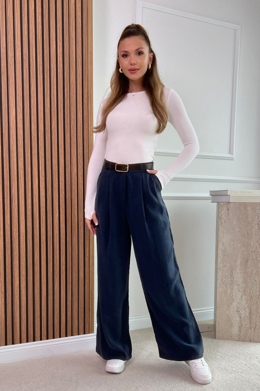 Kemerli Modal Pantolon - LACİVERT