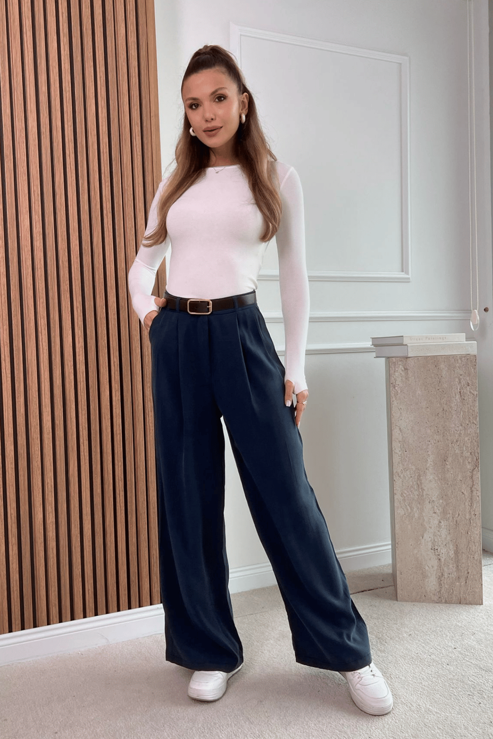 Kemerli Modal Pantolon - LACİVERT