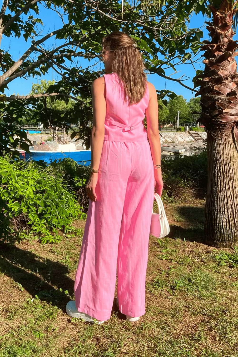 Keten Şeritli Takım - PEMBE
