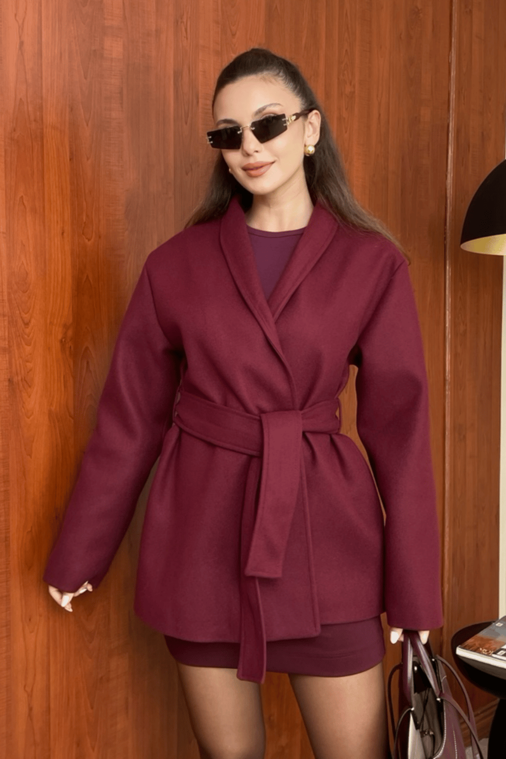Kısa Kaşe Kaban -  BORDO