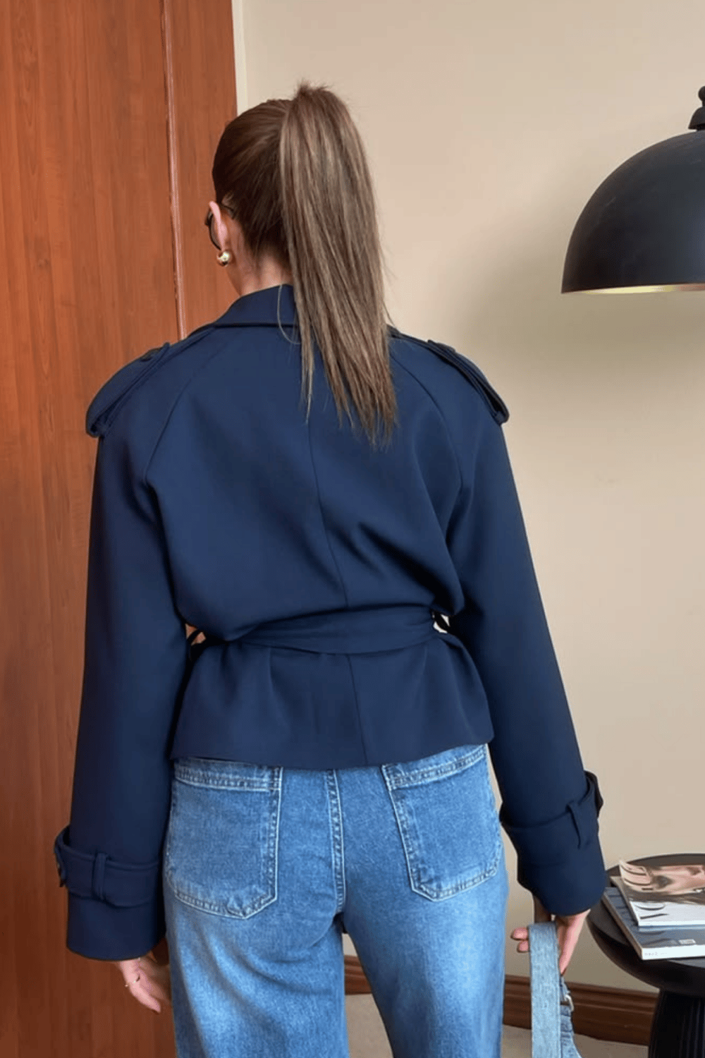 Kısa Trençkot - LACİVERT