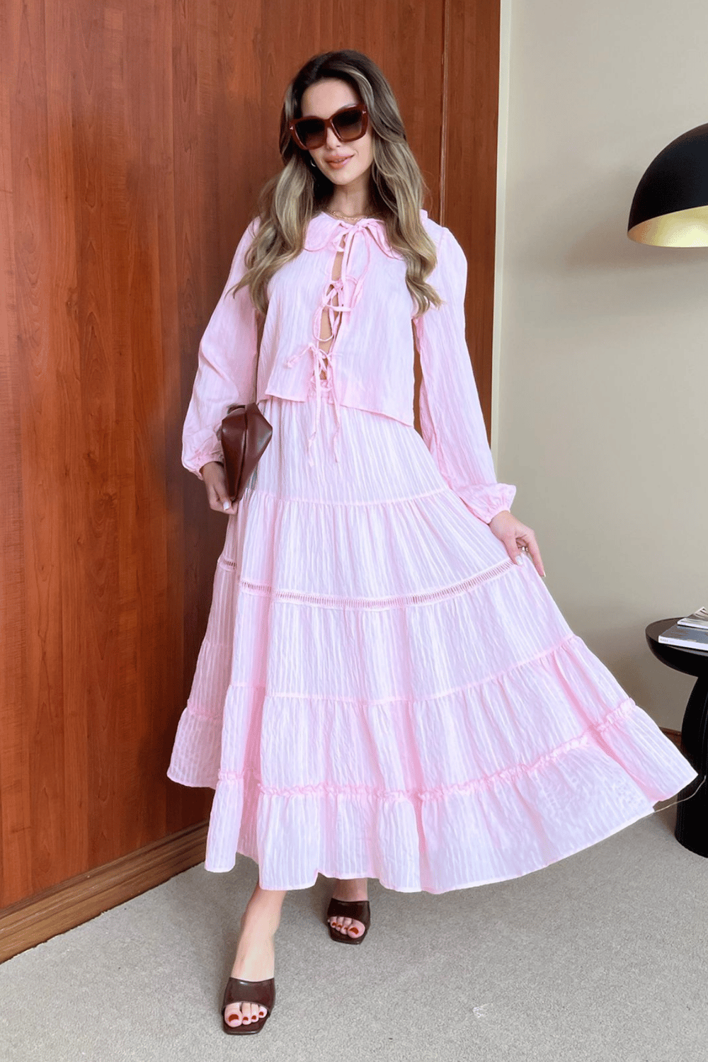 Lastikli Uzun Etek - PEMBE