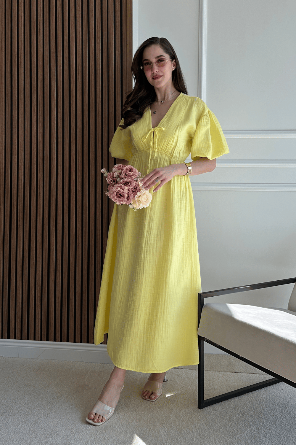 Müslin Elbise - SARI
