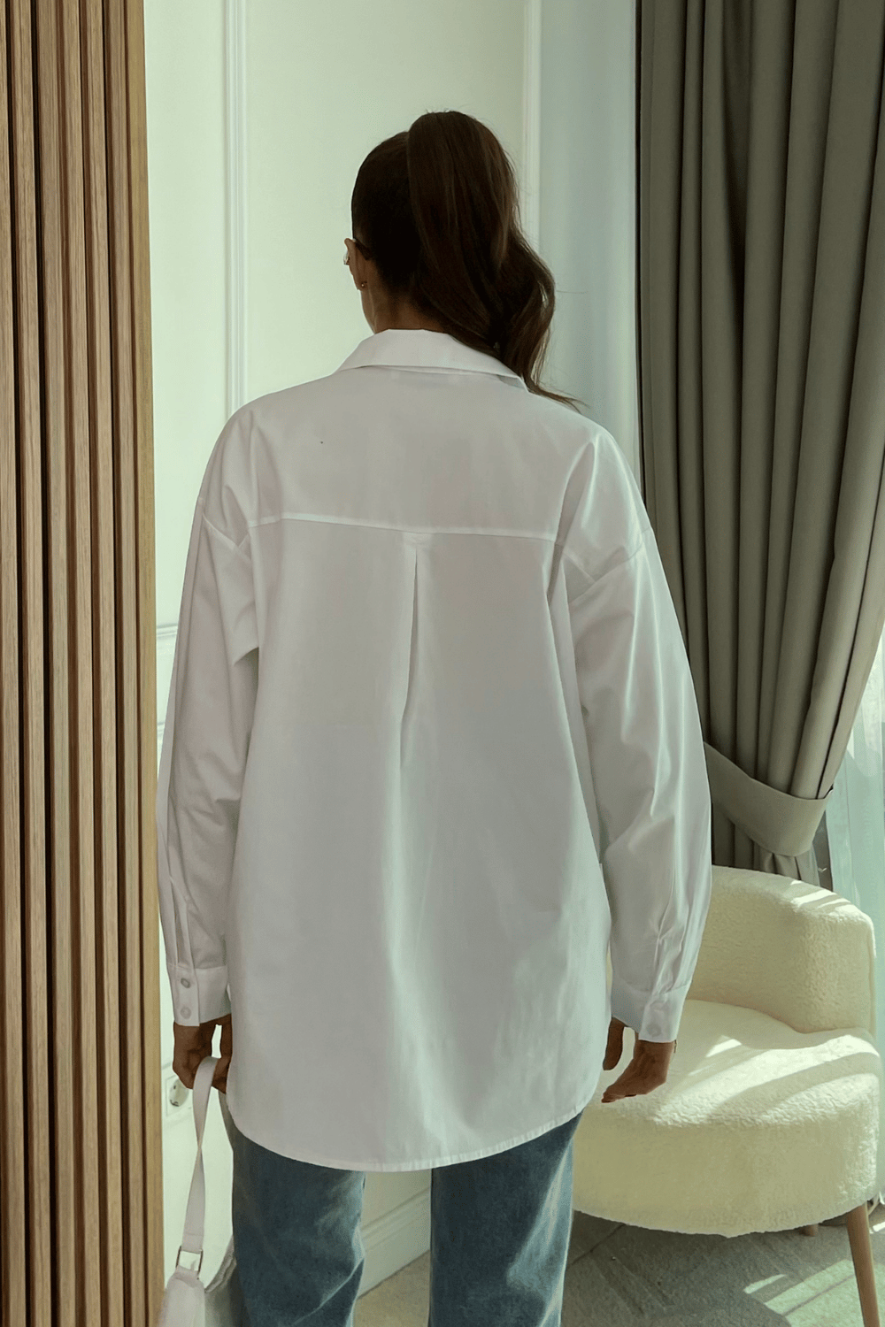 Nakışlı Oversize Gömlek - BEYAZ 