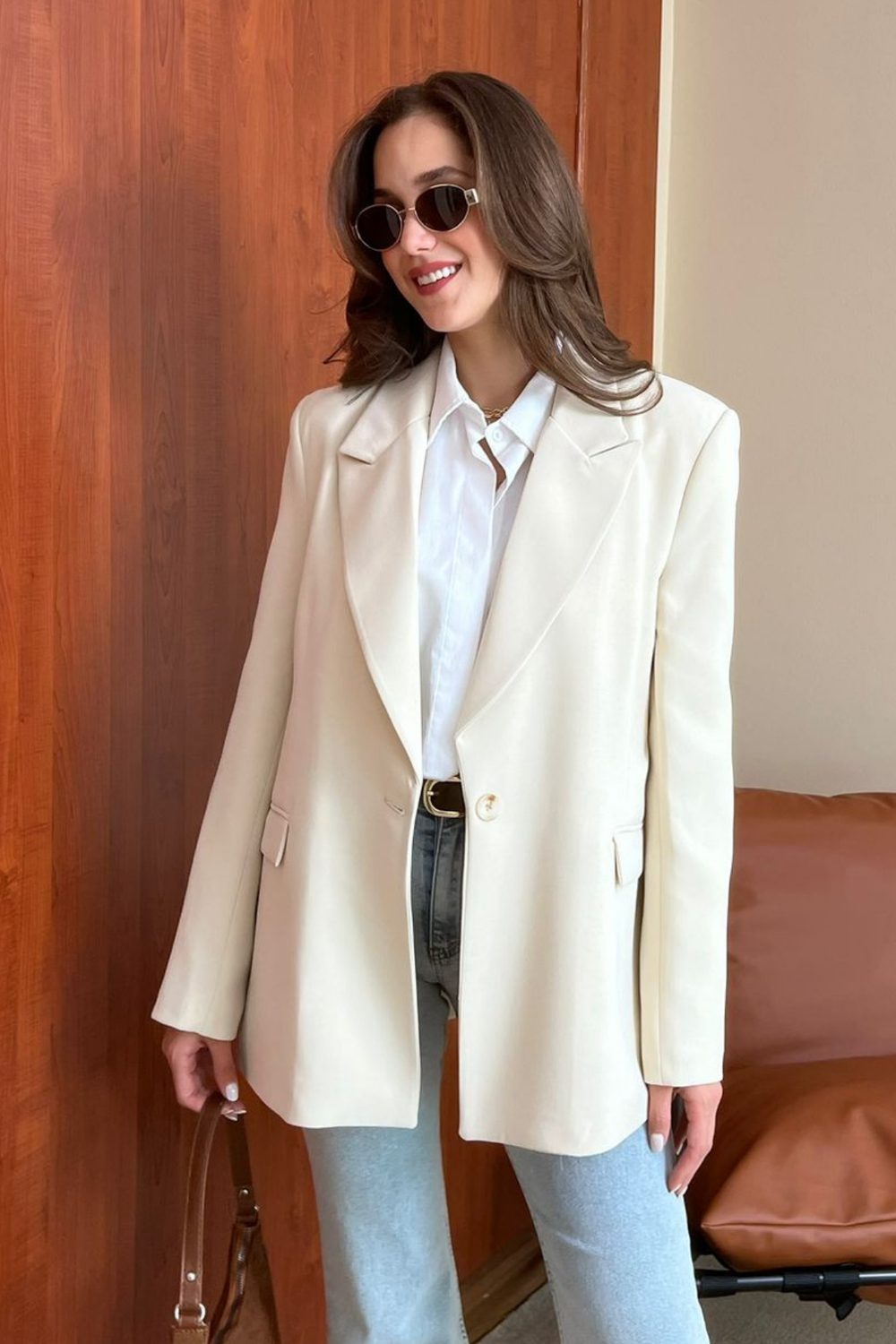 Oversize Ceket - KREM