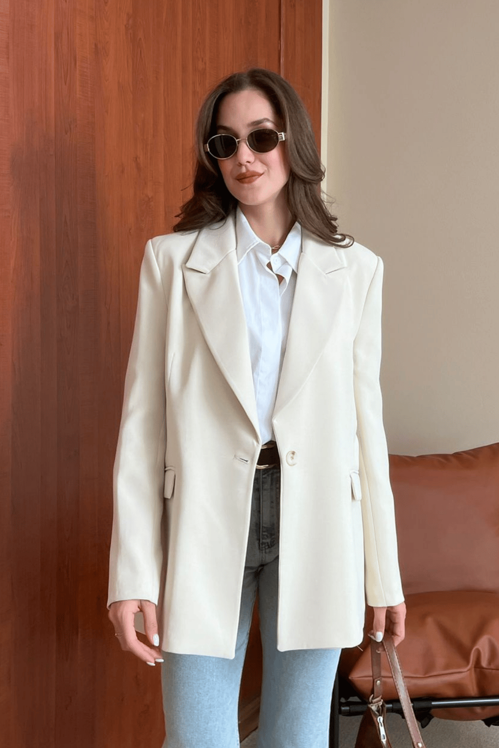 Oversize Ceket - KREM