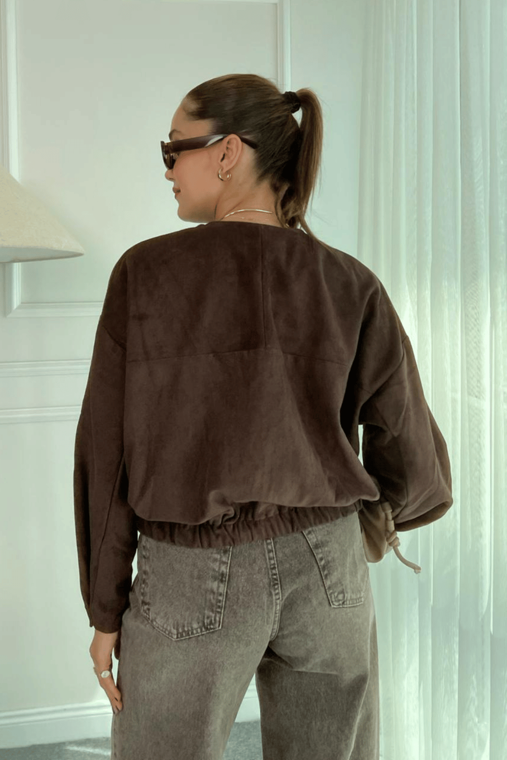 Süet Bomber Ceket - KAHVERENGİ