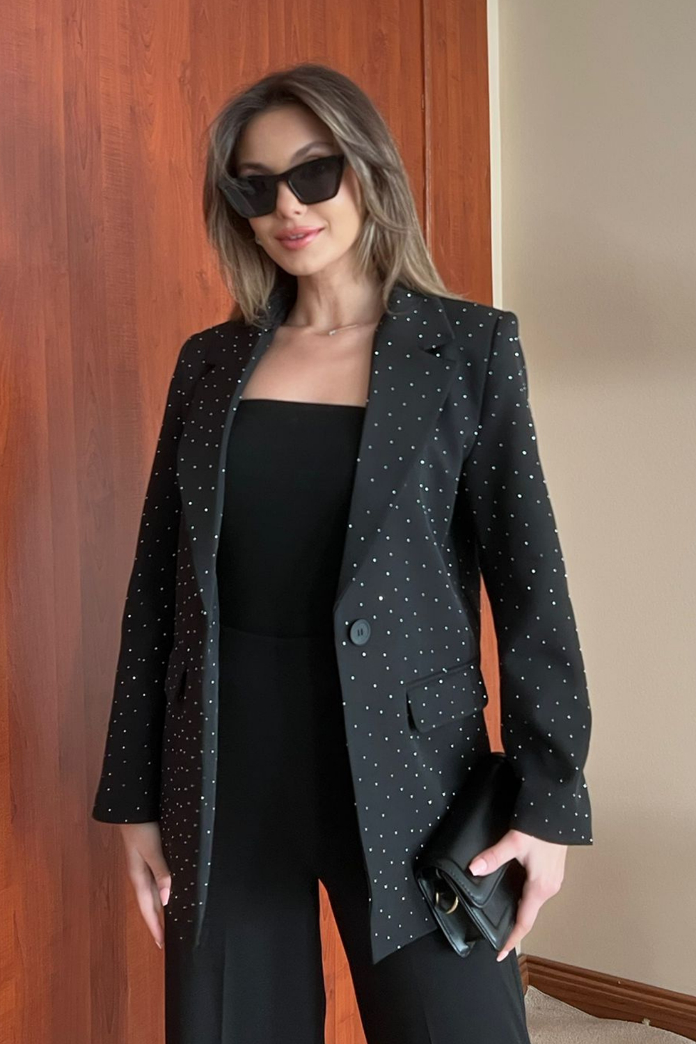 Taşlı Blazer Ceket - SİYAH