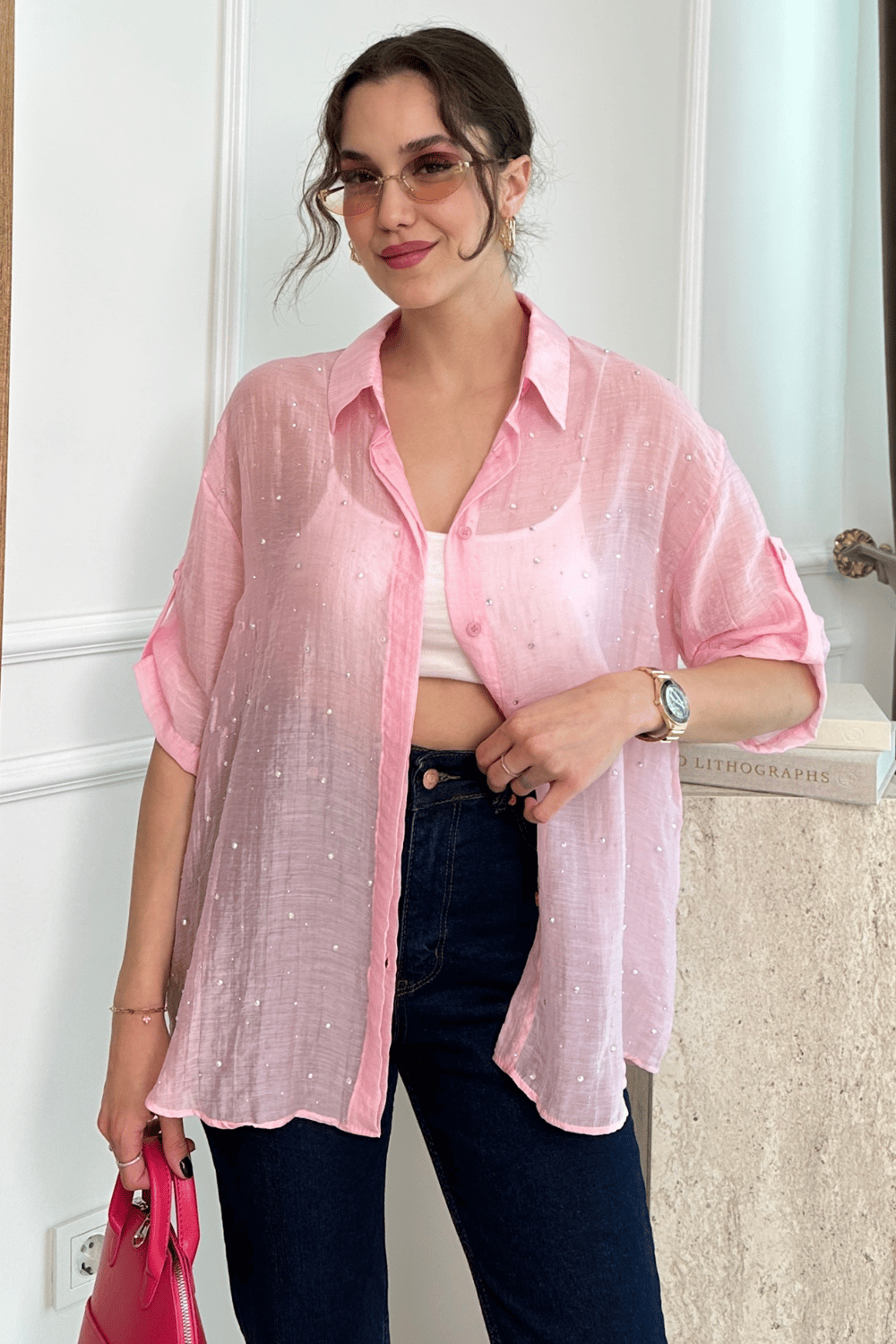 Taşlı Gömlek - PEMBE