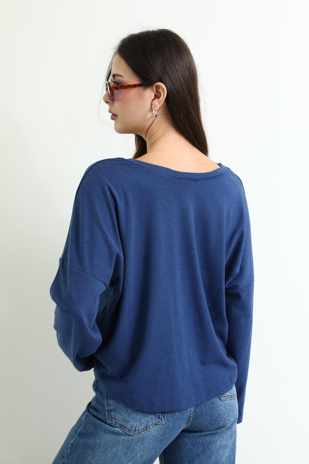 Uzun Kollu Basic T-shirt - LACİVERT
