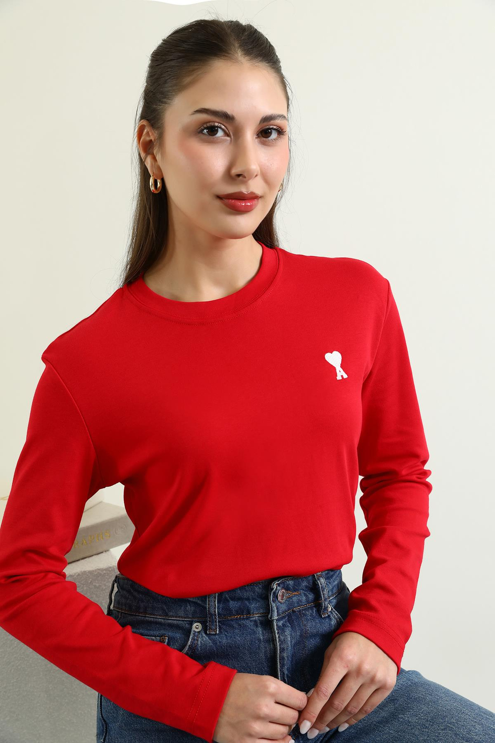 Uzun Kollu T-shirt - KIRMIZI