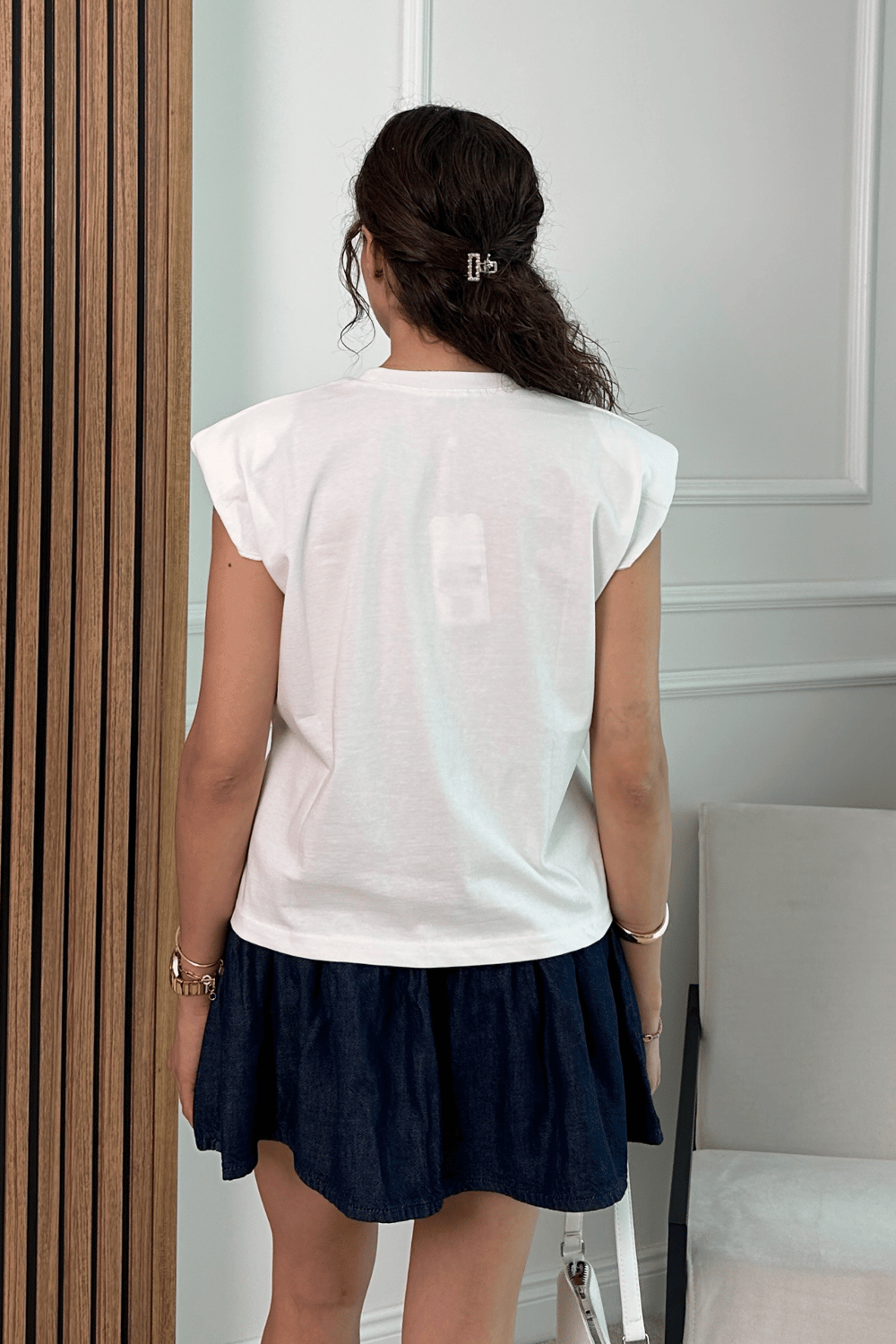 Vatkalı T-Shirt - BEYAZ