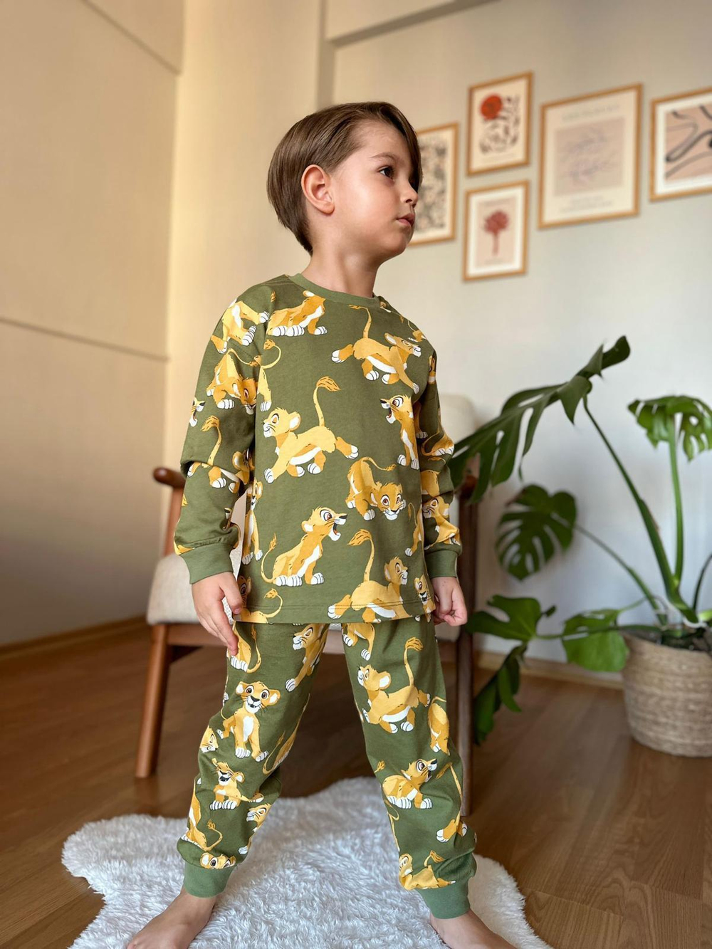 Aslan Desenli Pijama Takımı Yeşil