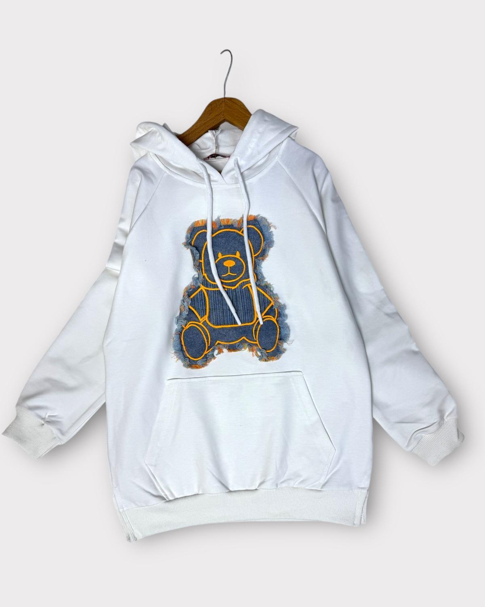 Ayıcık Detaylı Sweat Beyaz