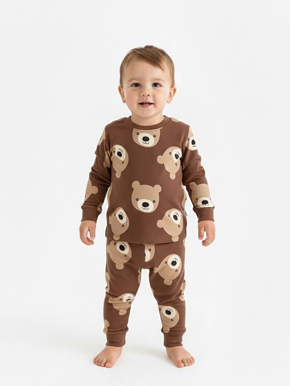 Ayipo Erkek Bebek Pijama Takımı Koyu Kahve