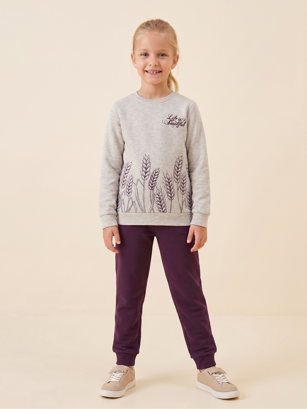 Başak Desenli Kız Çocuk Pijama Takım