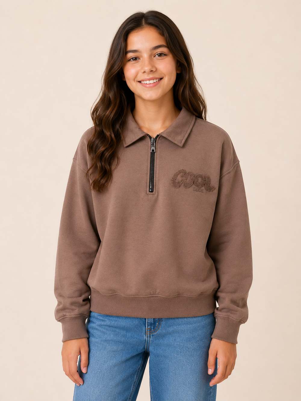 Cool Dude Kız Çocuk Sweat Kahverengi