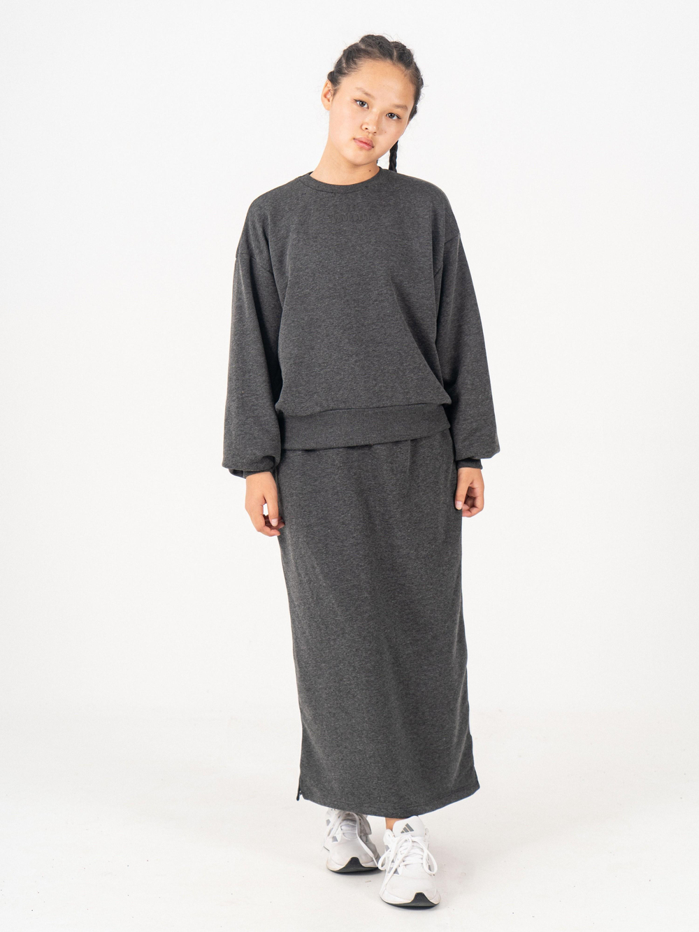 Elegant Fit Etekli Kız Çocuk Takım Antrasit