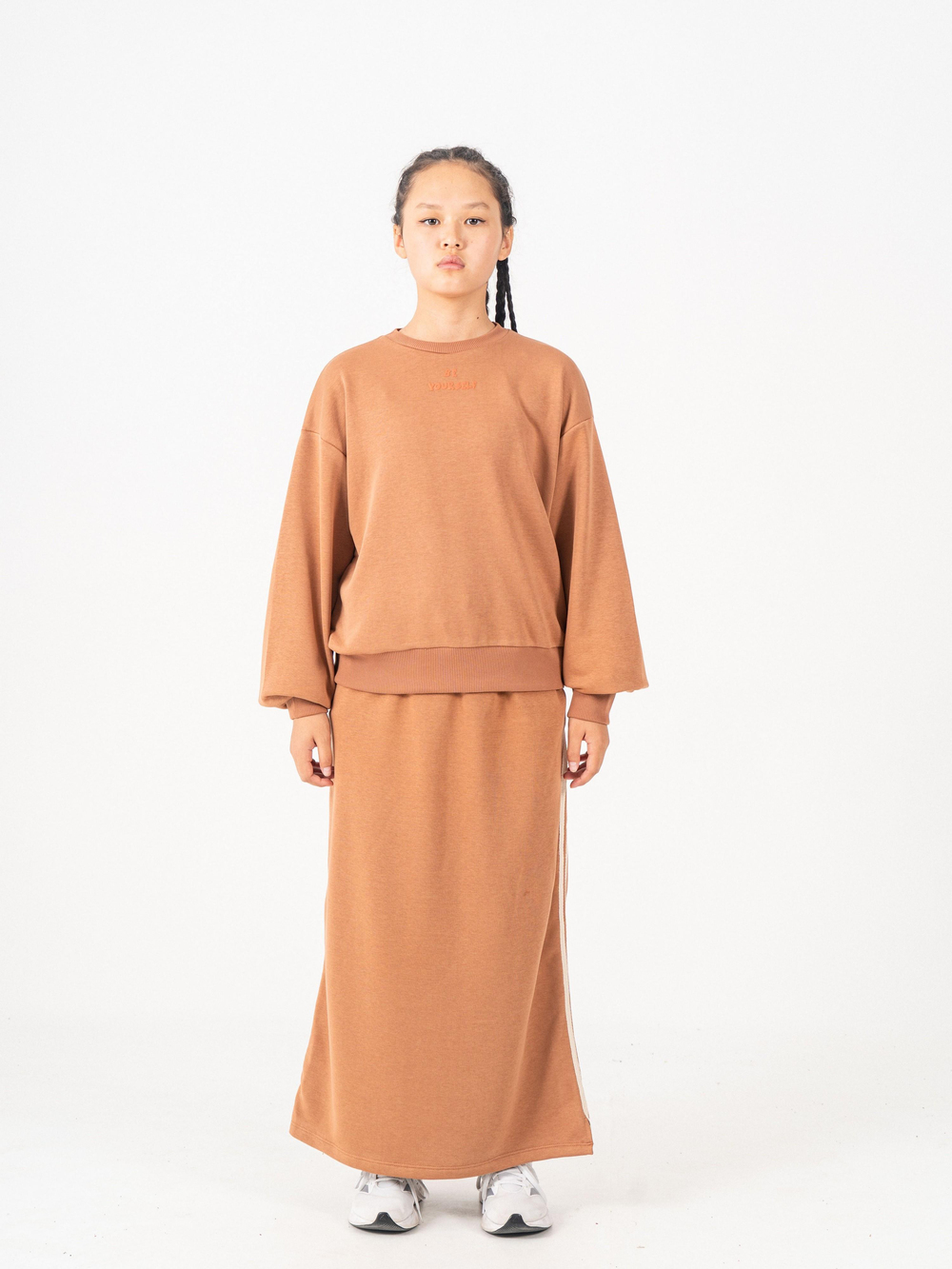 Elegant Fit Etekli Kız Çocuk Takım Kahverengi