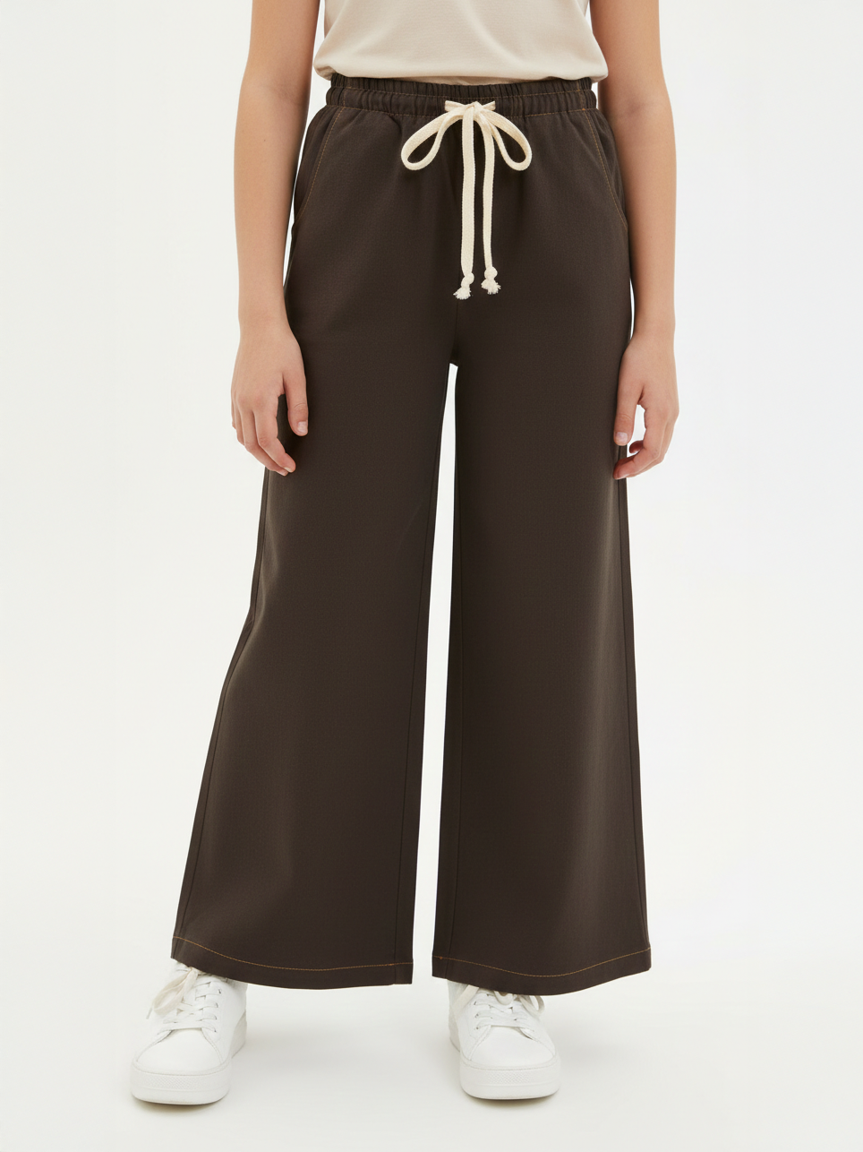 GYNS Kahverengi Rahat Kesim Gabardin Pantolon