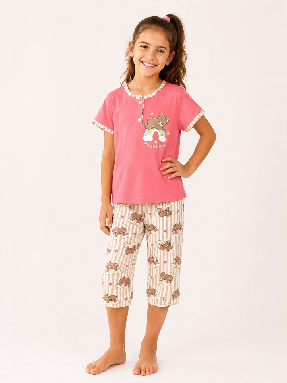 Mışıl Kaprili Pijama Takımı Pembe