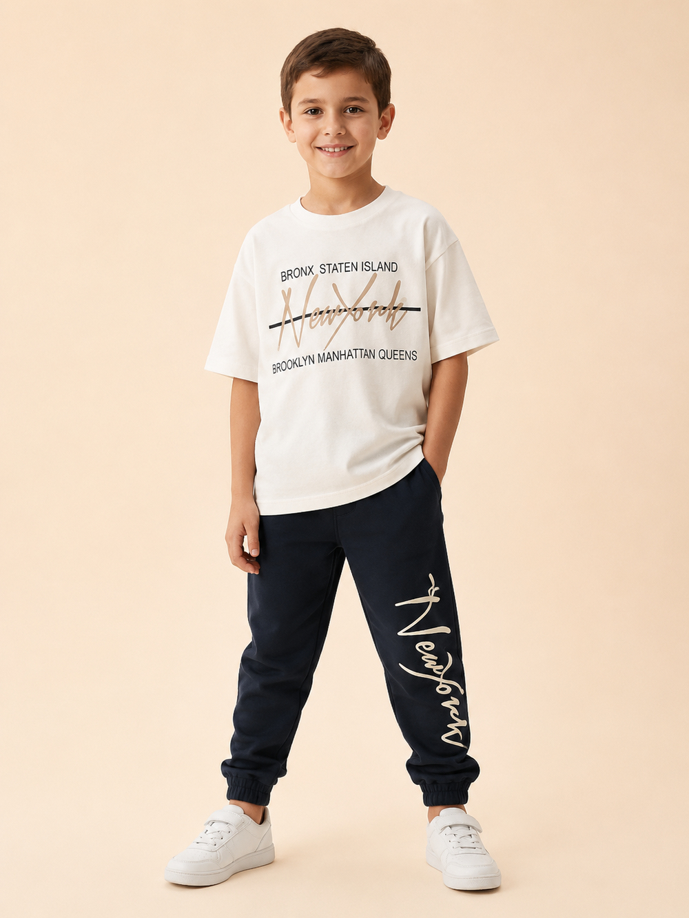 NewYork Çocuk Pijama Takımı Beyaz