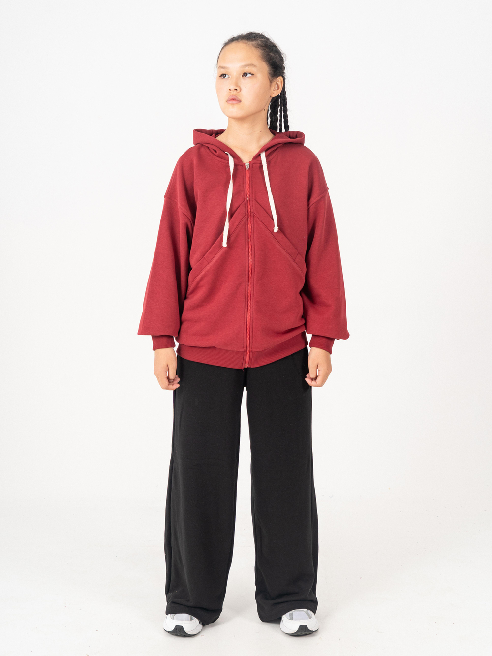 Ravien Kapüşonlu Sweat Hırka Bordo