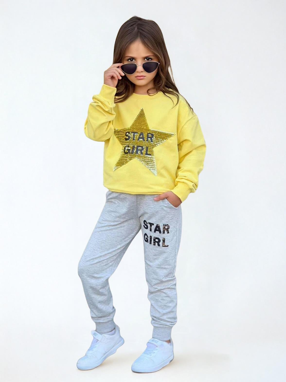 Star Girl Pullu Kız Çocuk Takım Sarı