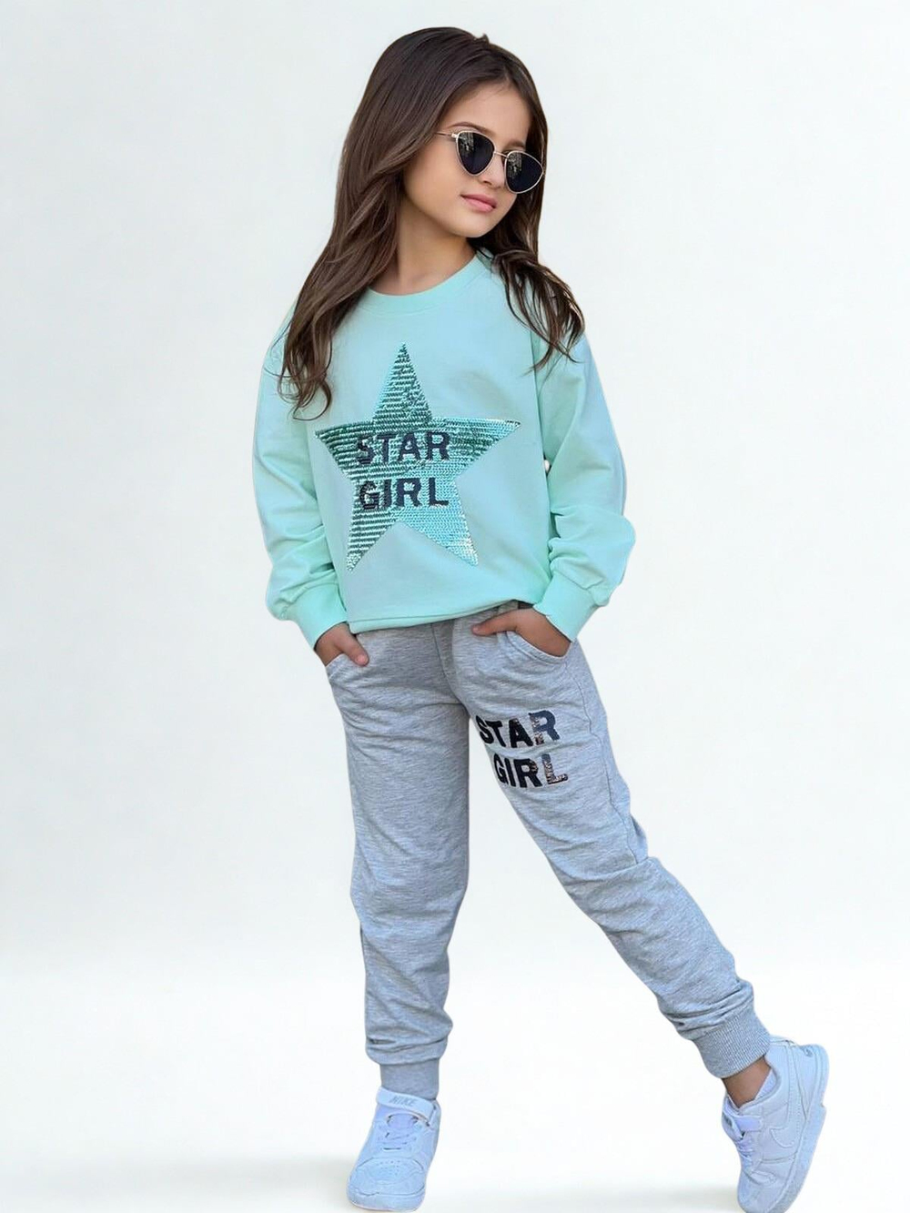 Star Girl Pullu Kız Çocuk Takım Yeşil