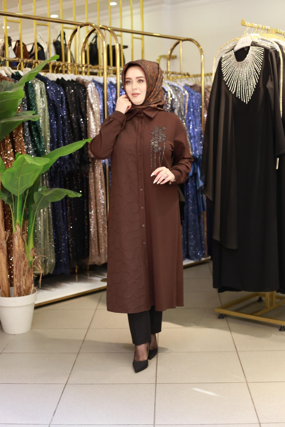1134 CODE TUNIQUE LONGUE À MOTIFS