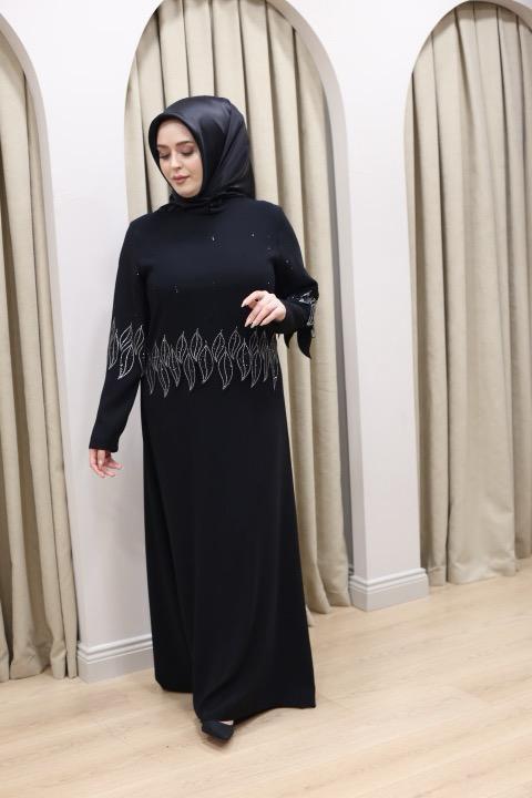25074 CODE YAPRAK DESEN ELBİSE