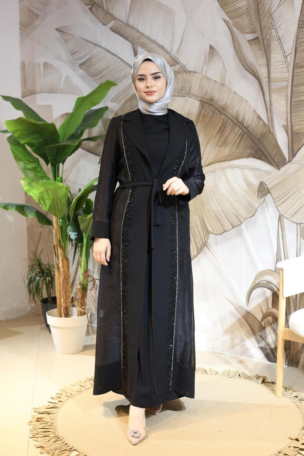 25Y44 CODE VORNE STEINIGEN ORGANZA ABAYA ANZUG