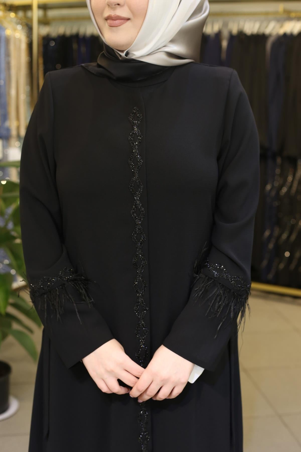 2760 CODE MANCHES ABAYA EN PIERRE PLISSÉE