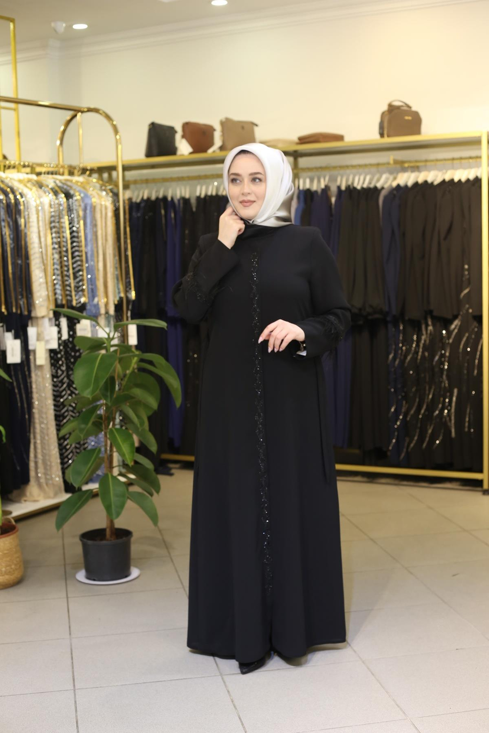 2760 CODE MANCHES ABAYA EN PIERRE PLISSÉE