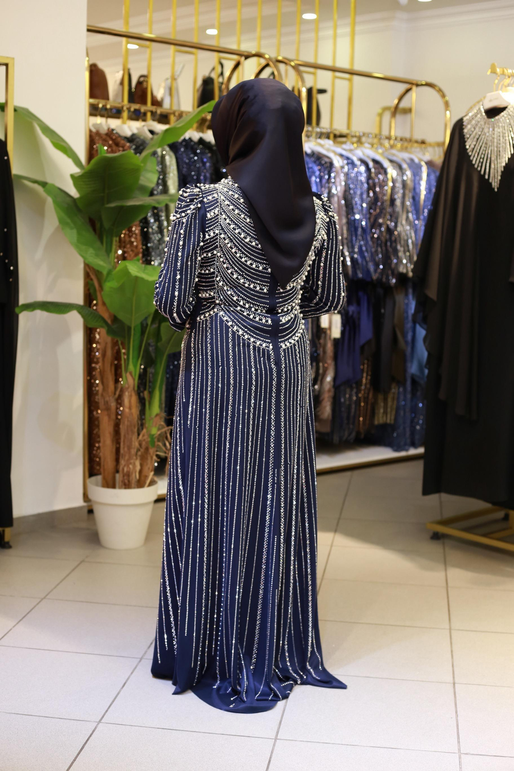 3153 CODE STONE PRINTED EVENING DRESS