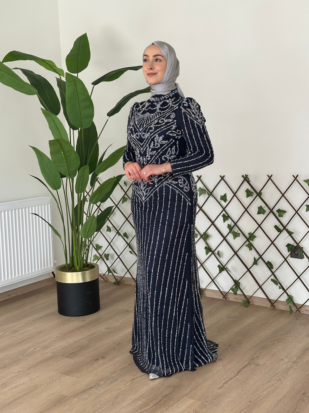 3166 فستان سهرة مطبوع بحجر كود