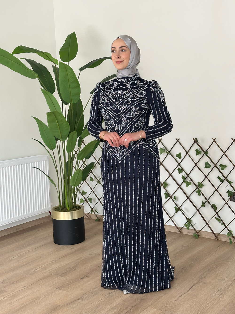 3166 فستان سهرة مطبوع بحجر كود