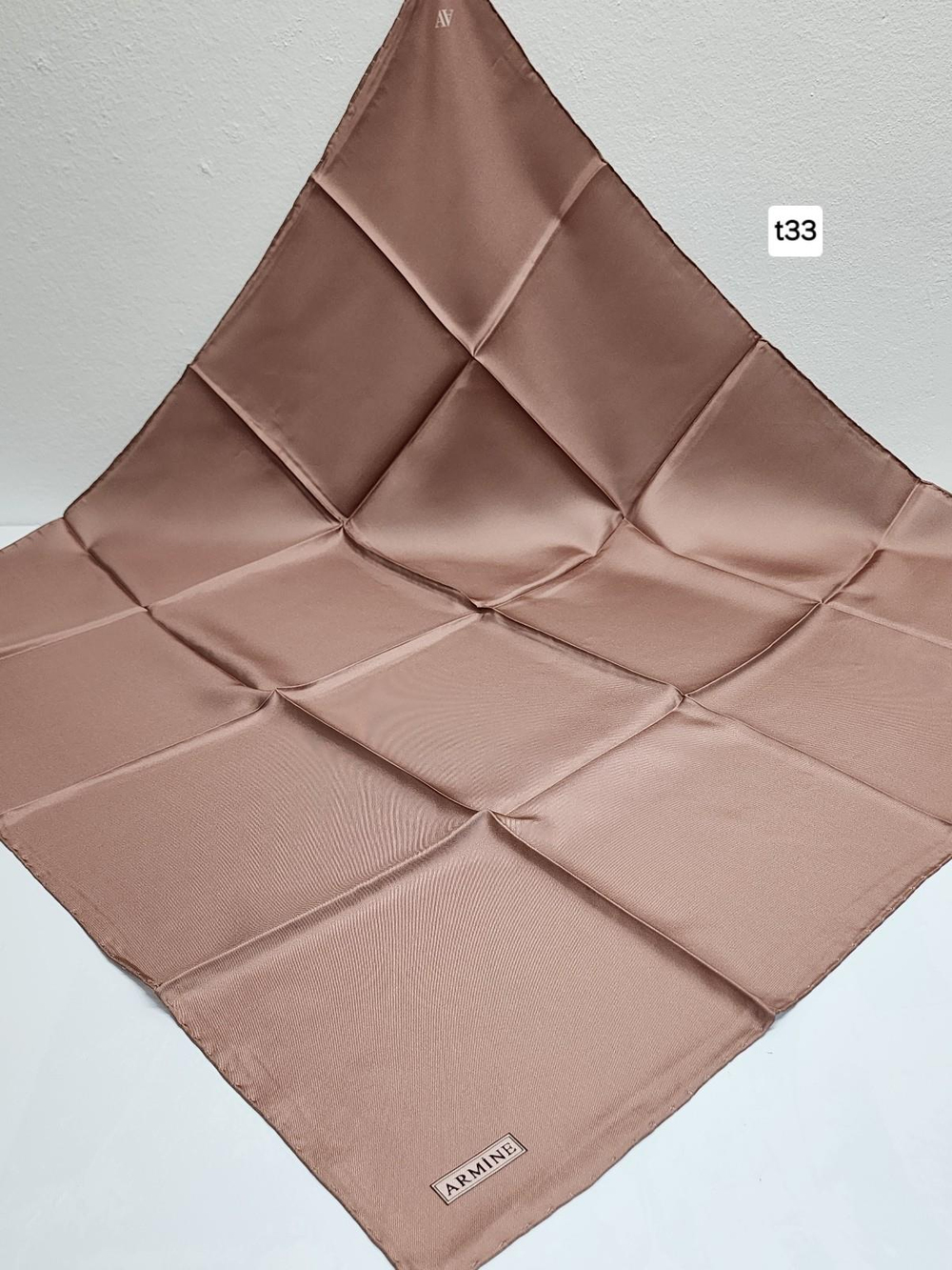 33 CODE SOLID COLOR ARMINE PURE SILK SCARF