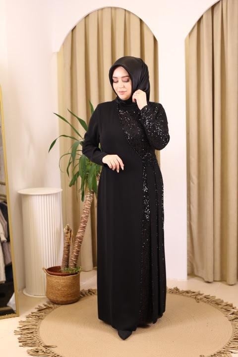 KOLU TAŞLI ŞERİT ELBİSE 3345 KOD