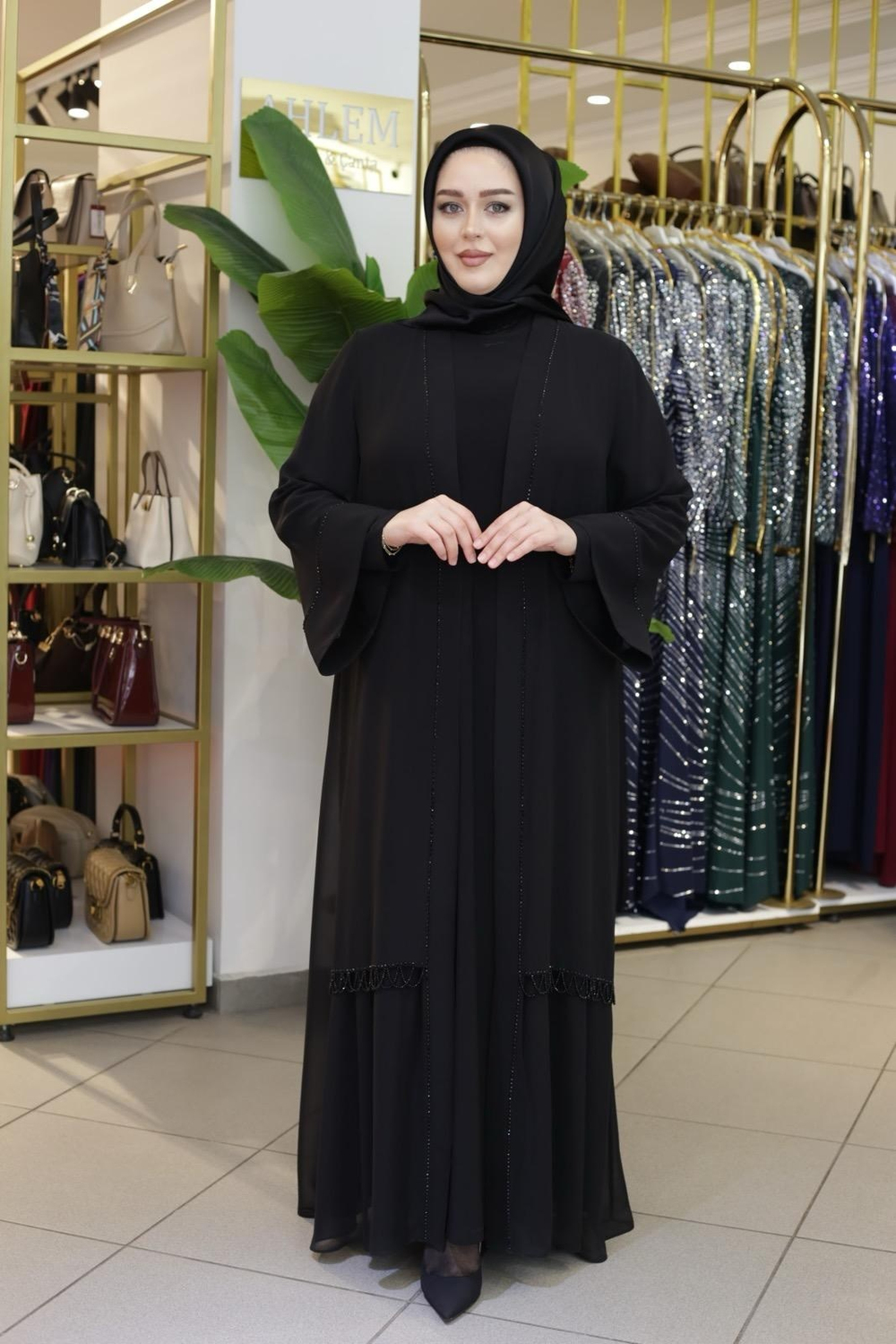 3569 KOD ŞİFON ABAYA TAKIM