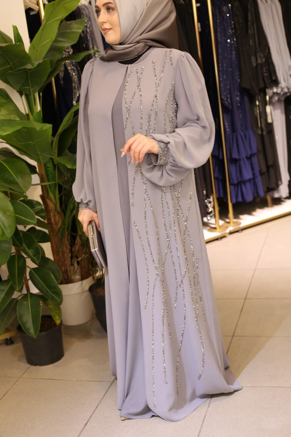 440 CODE COMBINAISON ABAYA À MOTIF DE DIAMANTS