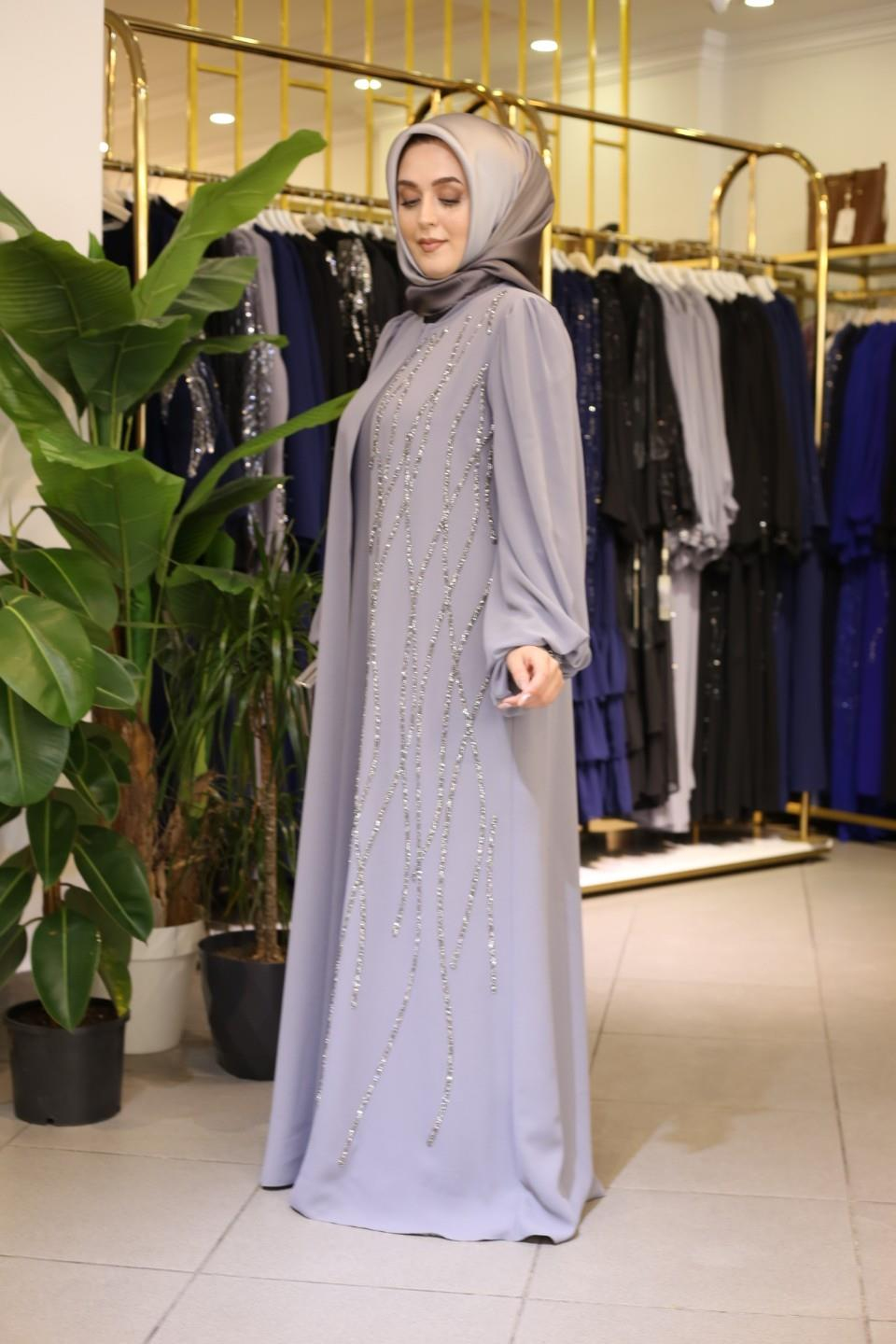 440 CODE COMBINAISON ABAYA À MOTIF DE DIAMANTS