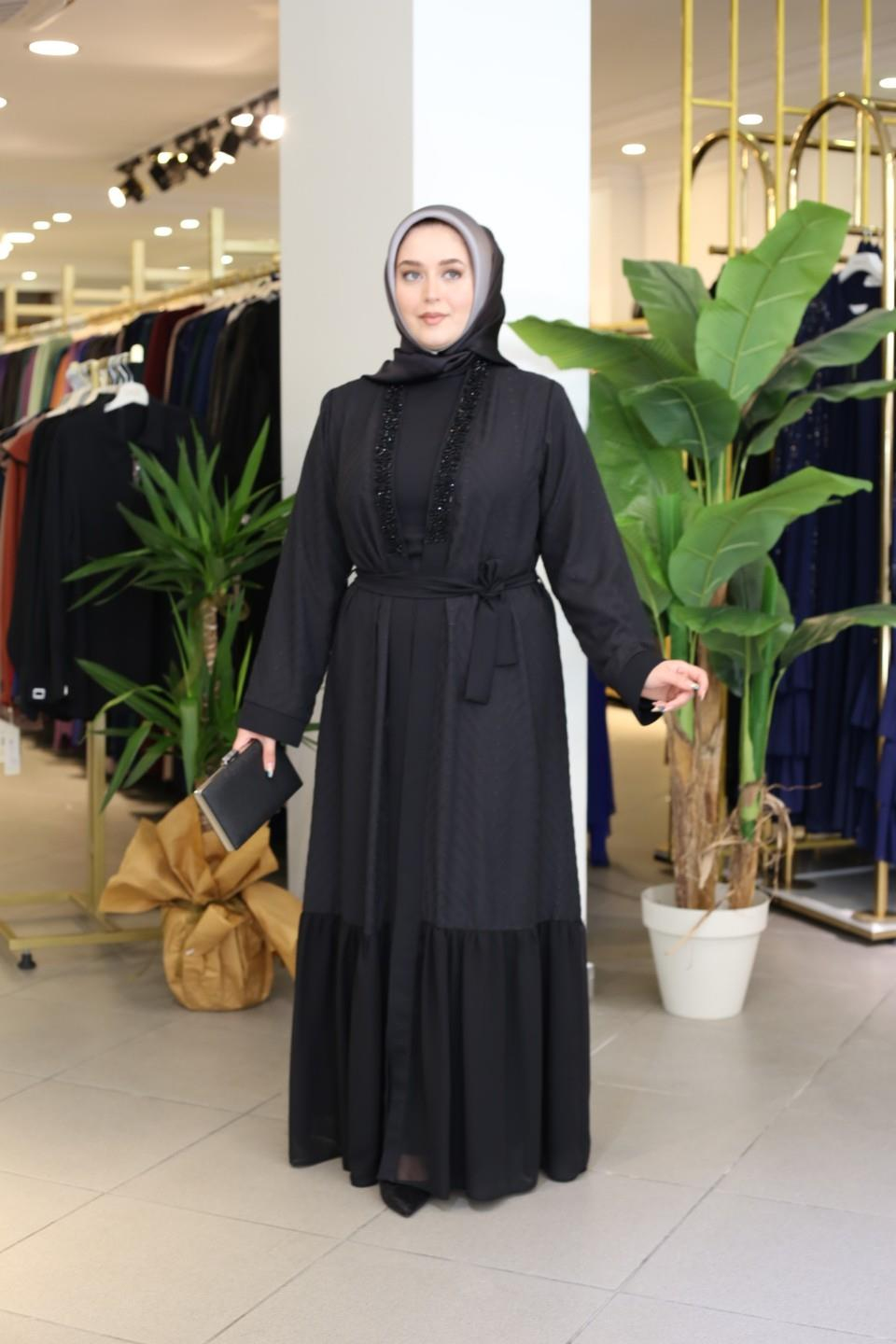 5109 بدلة عباية بحزام من التول كود 5109