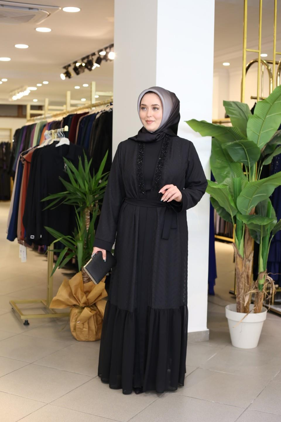 5109 بدلة عباية بحزام من التول كود 5109